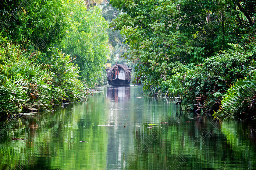 Punting 1 
 Backwater, Kerala, India. 
 Keywords: Kerala, Backwater, India, punting, houseboat